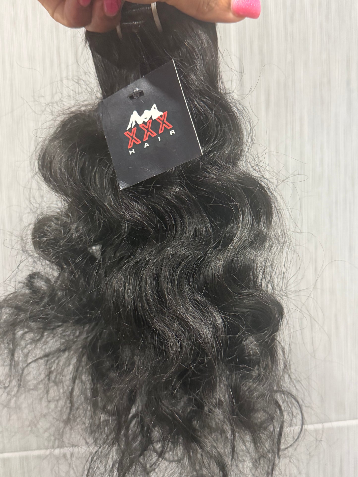 14” raw Indian wavy curly jet black hair bundle SALE