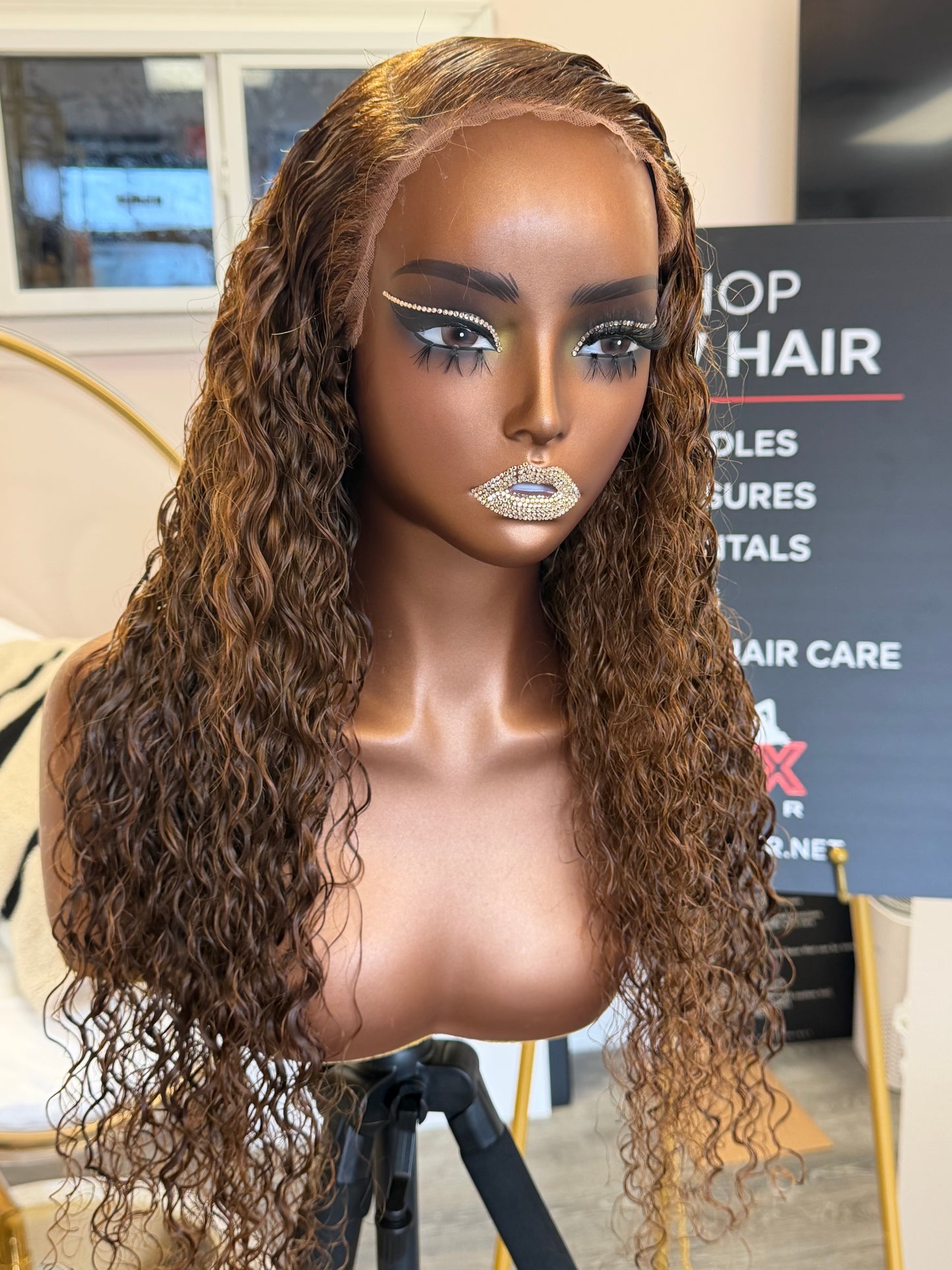 26” Brown Virgin Burmese Curly #4 Glue-less HD 13*6 Lace Front Wig