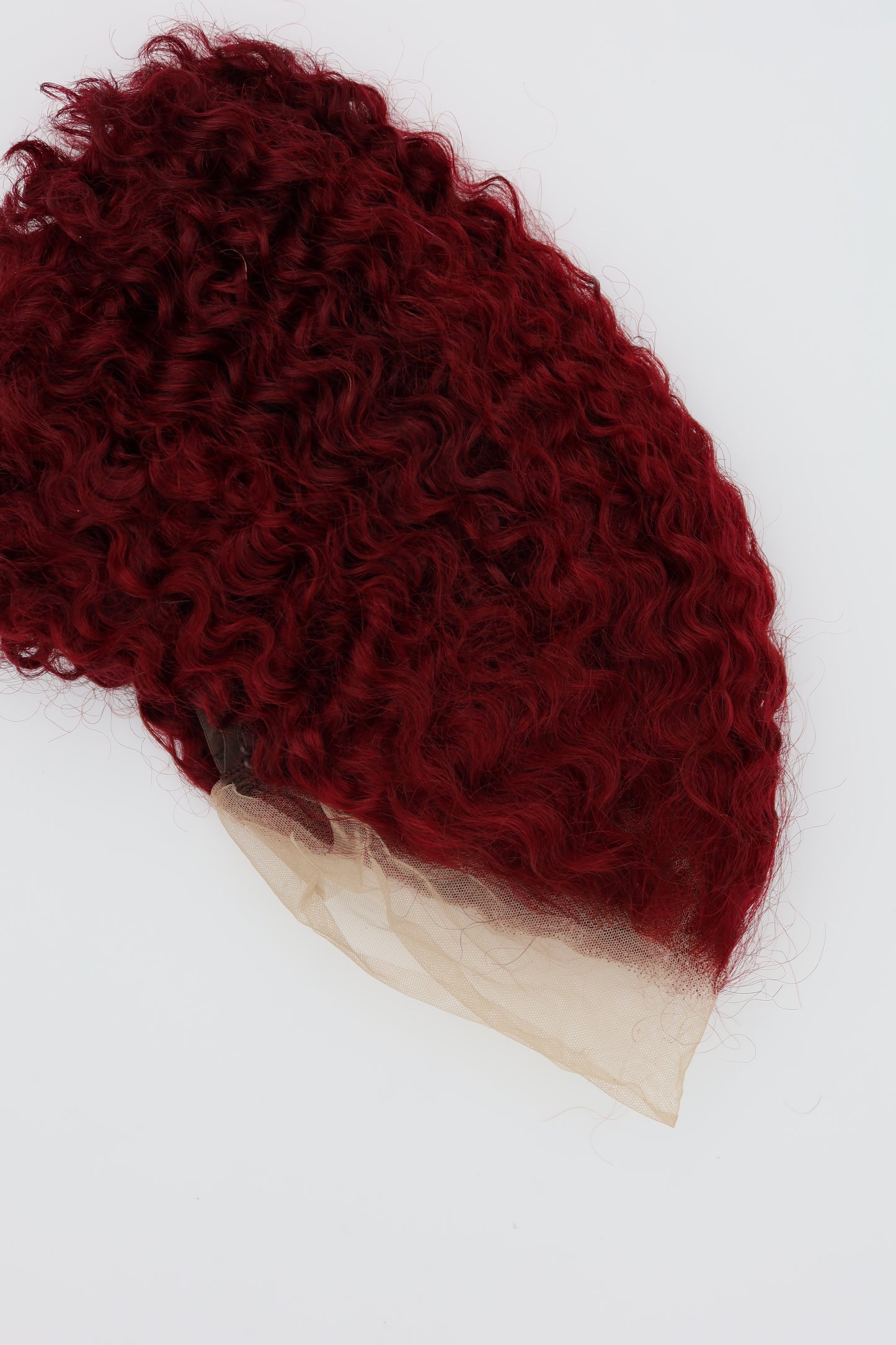 12” Jerry Curl 13*4 Burgundy Transparent Human Hair Lace Front Wig