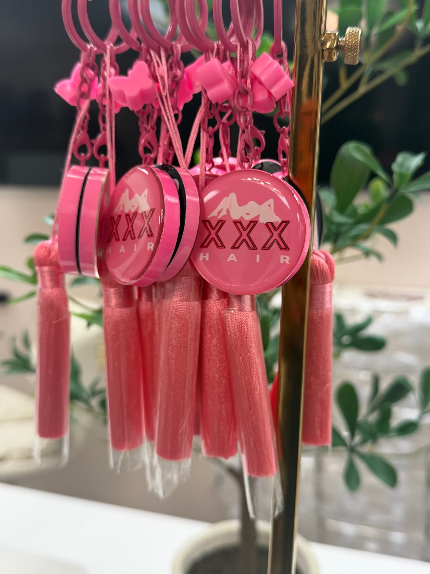 XXXHAIR Digital Pink Tassel Keychain