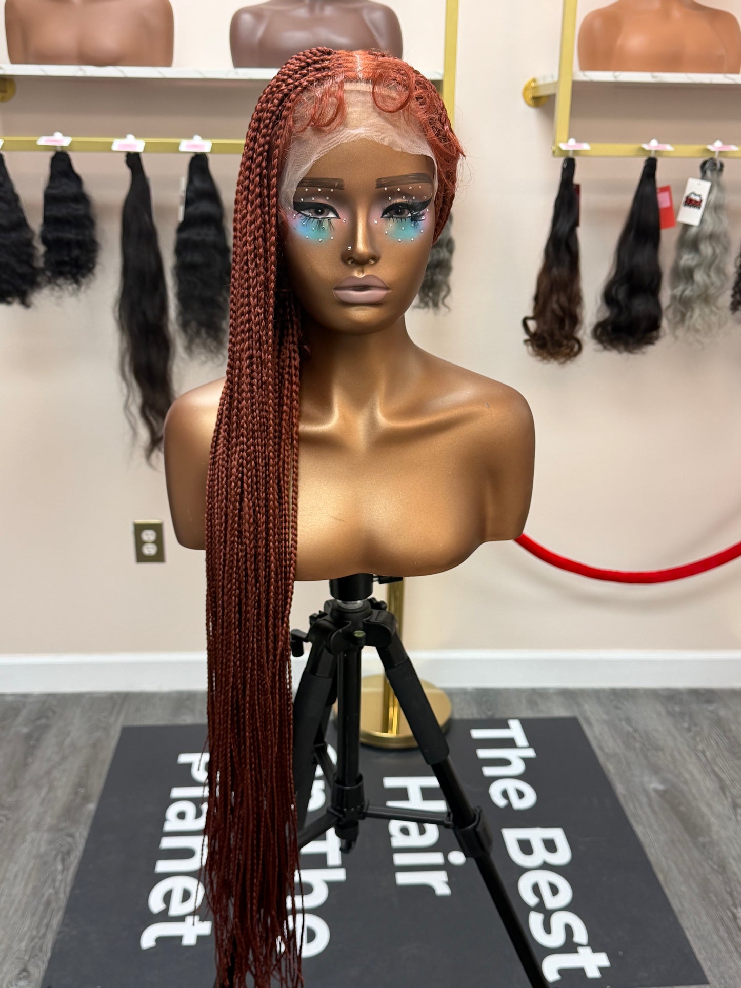 36” Full Lace Wig Box Braids #350 Human Blend