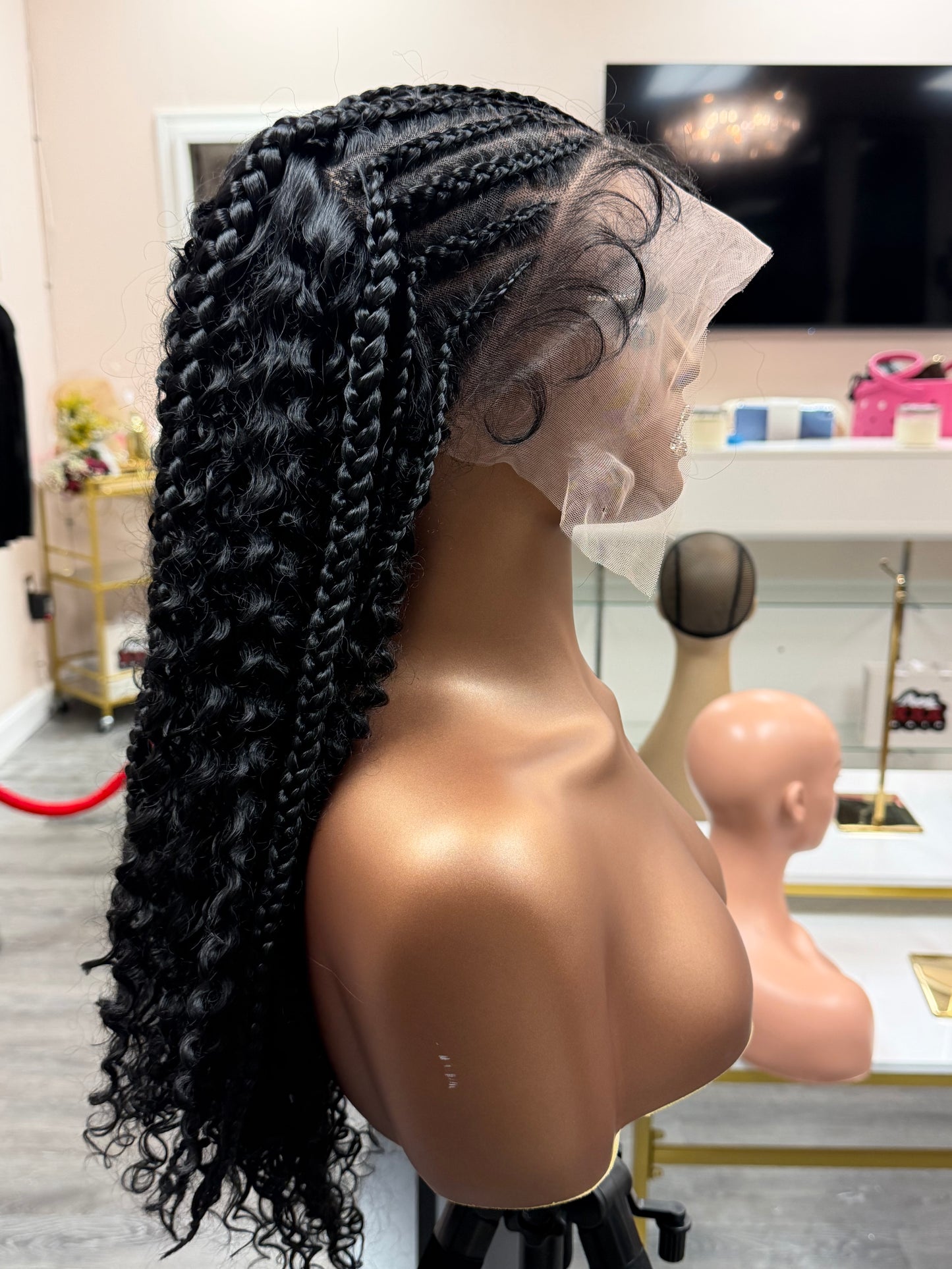 18” Half Braided 13*6 HD Lace Front Wig Human Blend