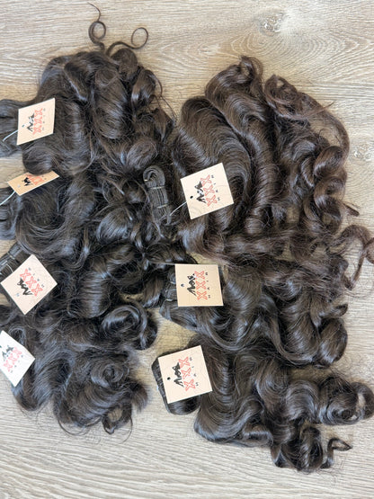 16” Temple Raw Indian Wavy Curly Human Hair Bundle
