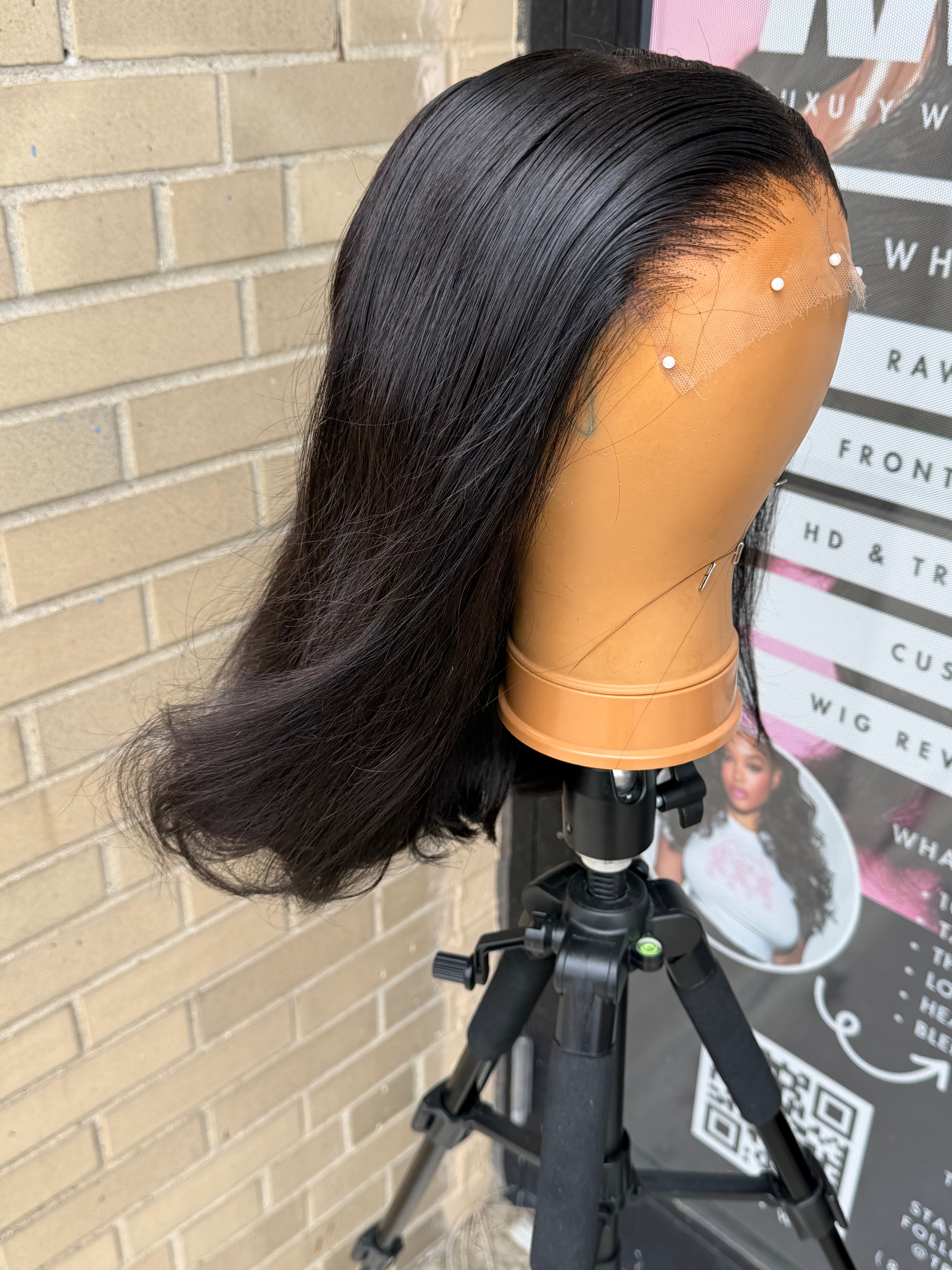 12” Mink Brazilian Straight HD 6*6 Lace Closure Human Hair Wig