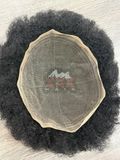 360 Wave Afro Kinky Curly 100% Human Hair Men’s Toupee Black 10x8 inch Q6 Hair System