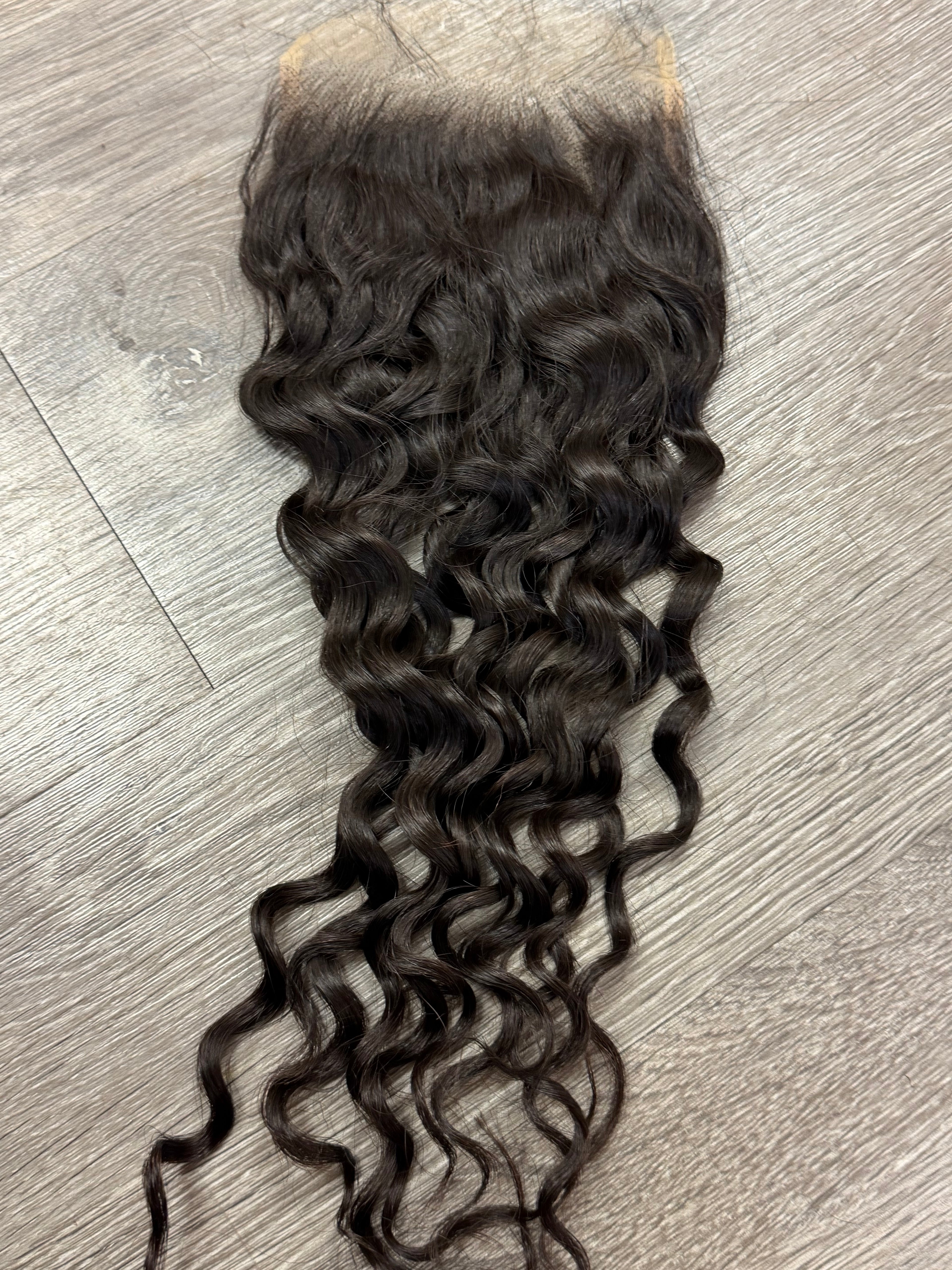 16” Raw Indian Curly HD 5*5 Lace Closure