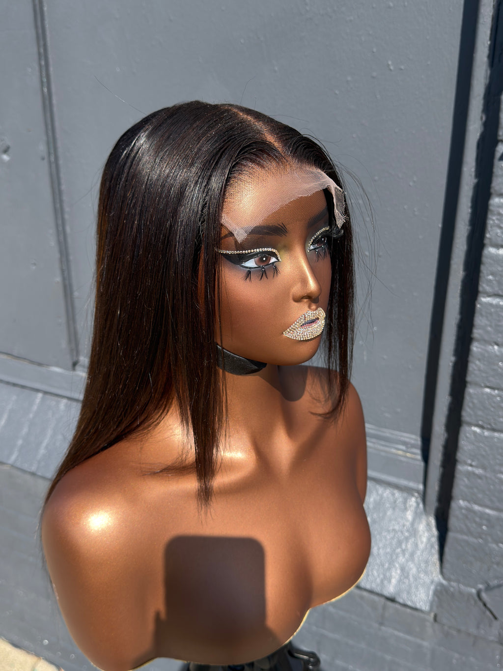 22” Virgin Bone Straight Custom Black Bown Highlights 6*6 HD Lace Closure Human Hair Wig
