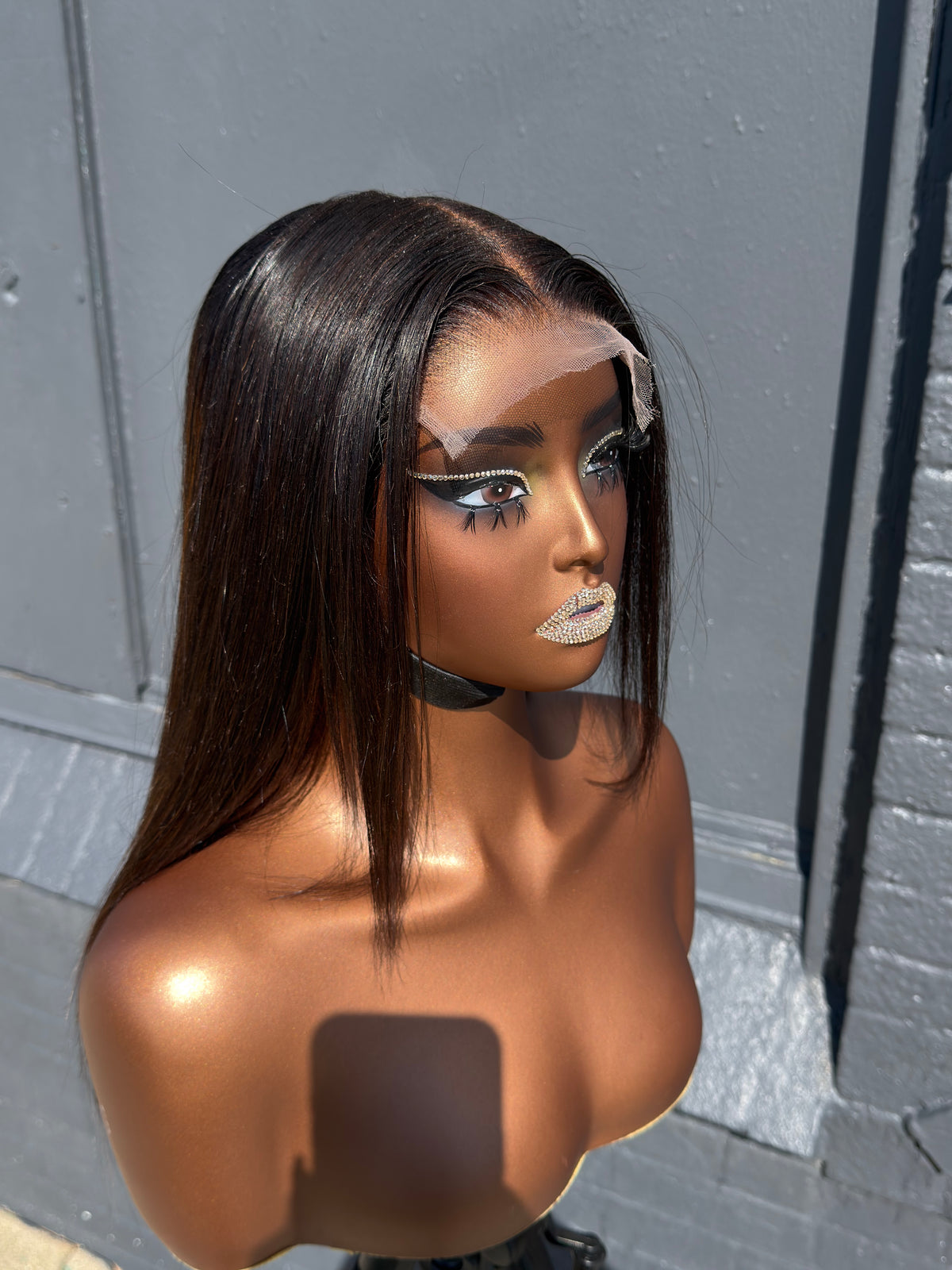 22” Virgin Bone Straight Custom Black Bown Highlights 6*6 HD Lace Closure Human Hair Wig