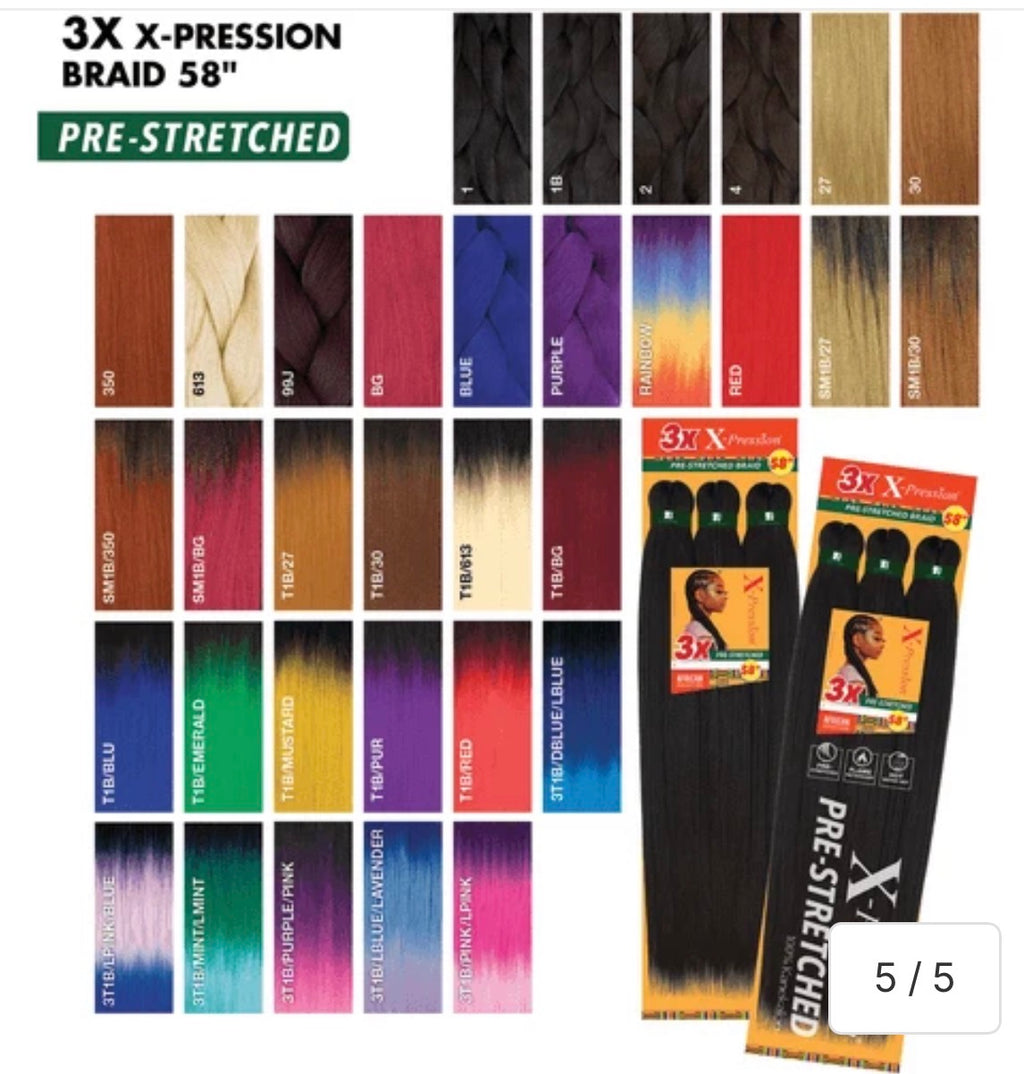 SENSATIONNEL 3X X-PRESSION PRE-STRETCHED BRAID 58" COLOR #2