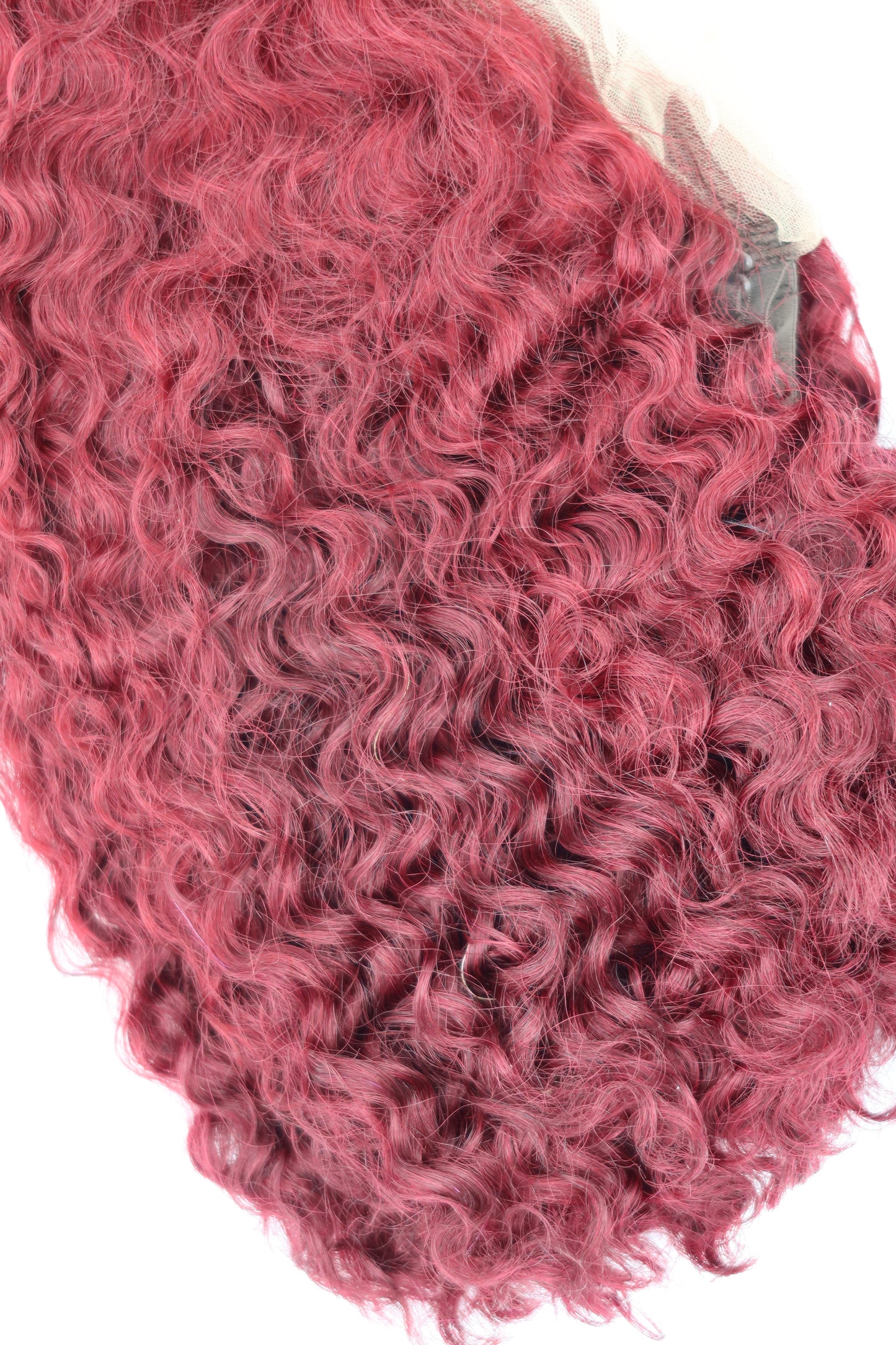 12” Jerry Curl 13*4 Burgundy Transparent Human Hair Lace Front Wig
