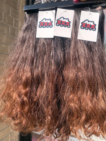 20” Raw Indonesian Natural Curly Ombre Brown Hair Bundle