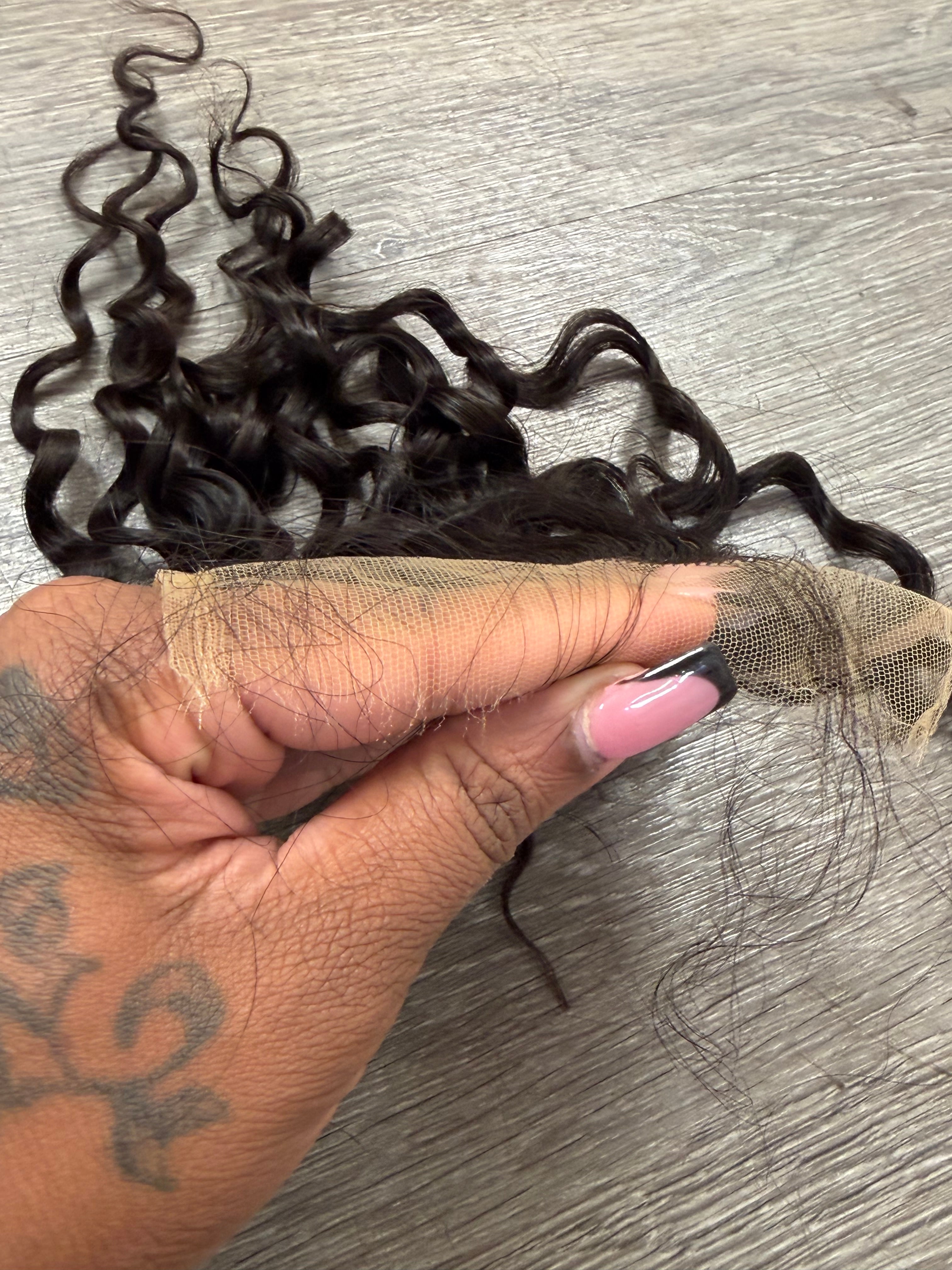 16” Raw Indian Curly HD 5*5 Lace Closure