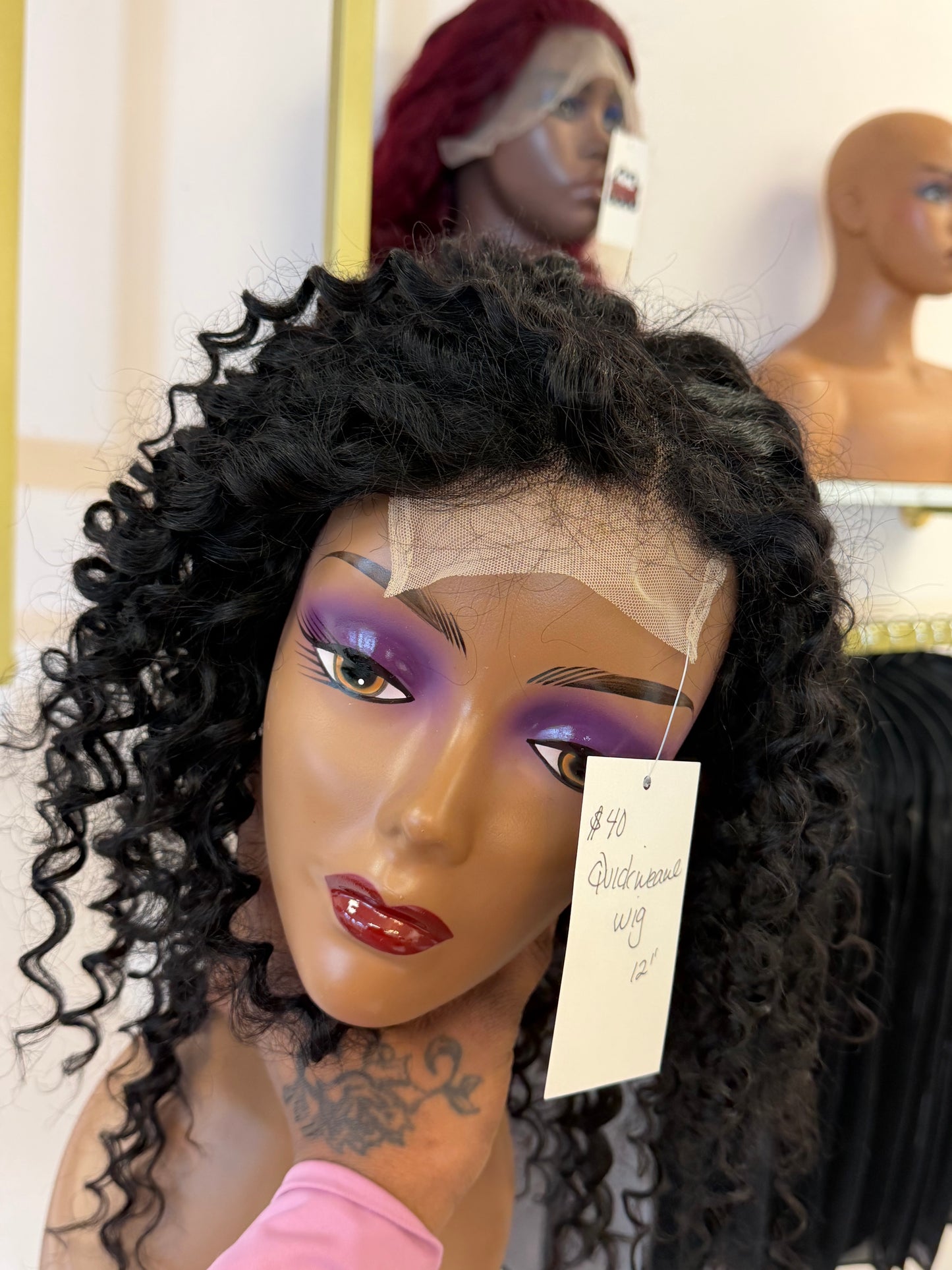 12” Quick Wig Curly Human Hair Wig