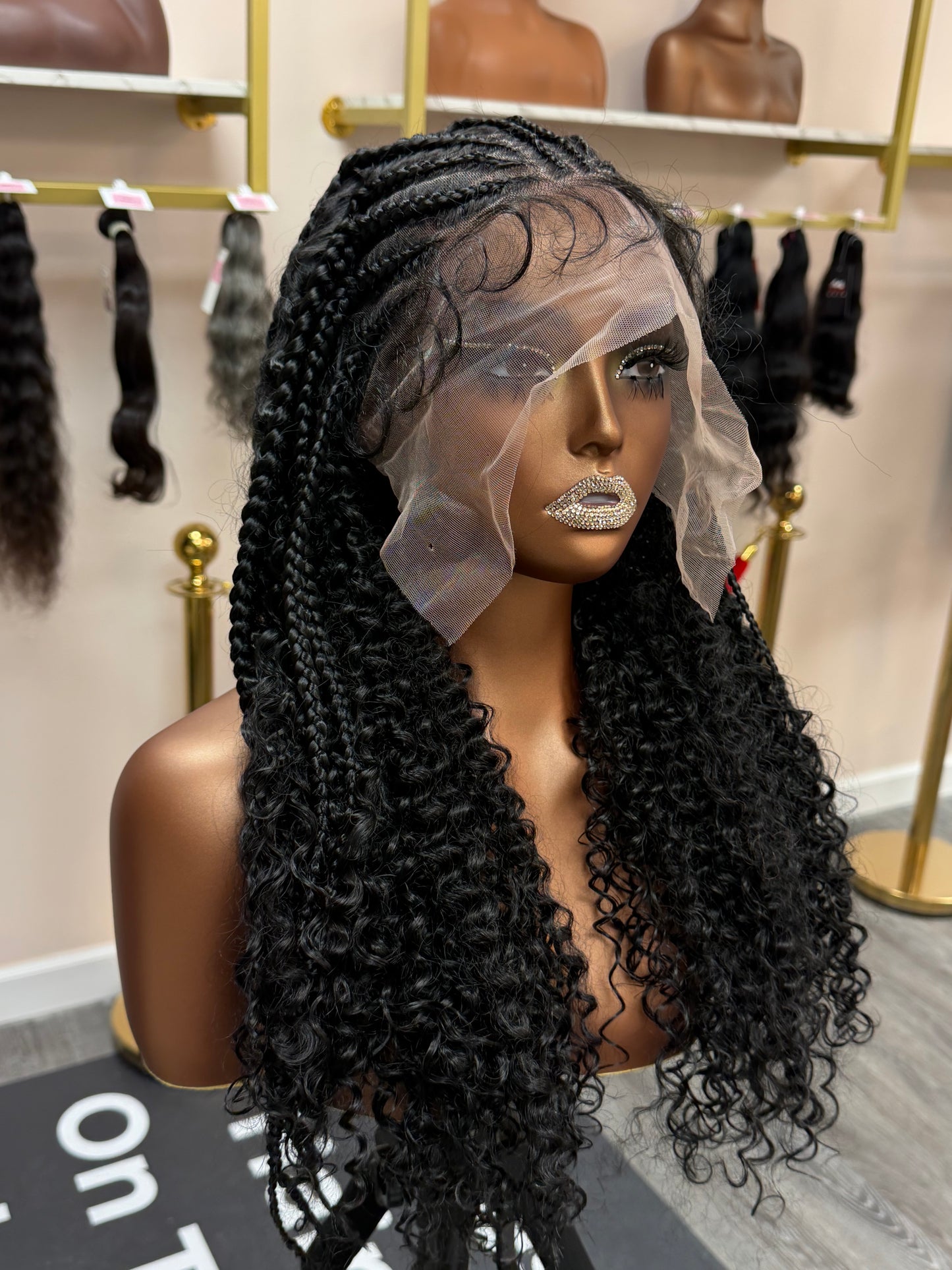 18” Half Braided 13*6 HD Lace Front Wig Human Blend