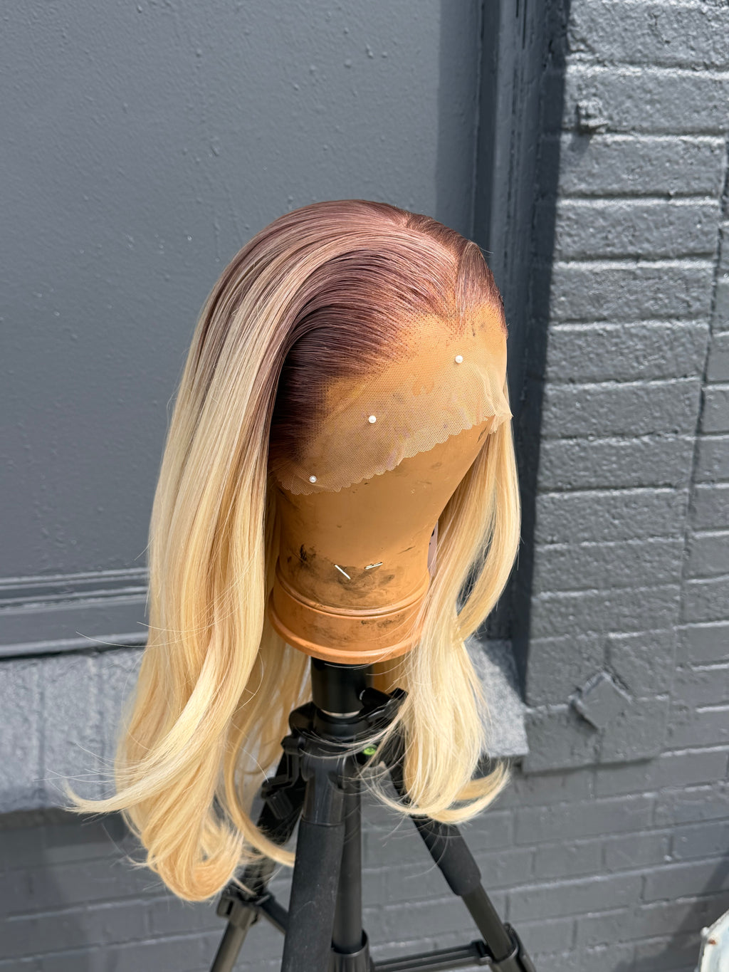 16” Human Blended Synthetic Wig #1b/#613 Blonde Layers 13*6 Transparent Lace Front Wig SALE