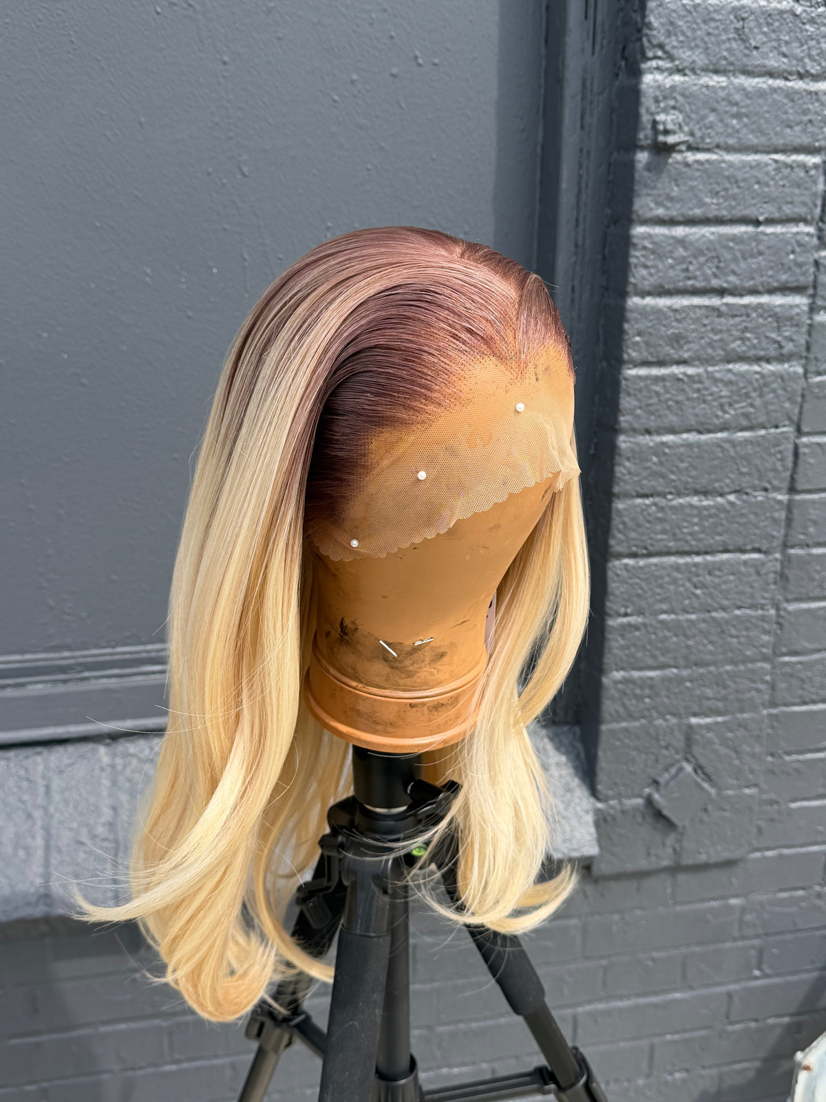 16” Human Blended Synthetic Wig #1b/#613 Blonde Layers 13*6 Transparent Lace Front Wig SALE