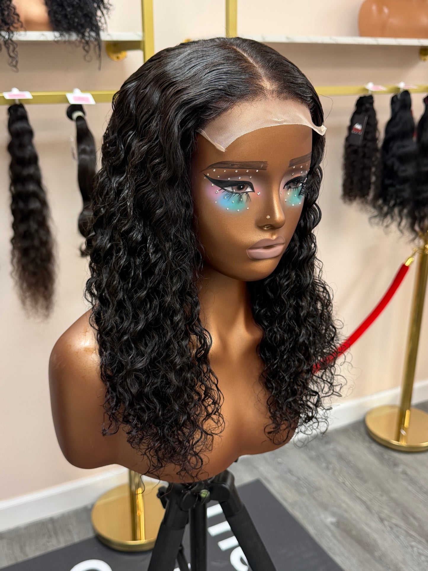 16” Raw Cambodian Curly 5*5 Swiss Lace Closure Wig