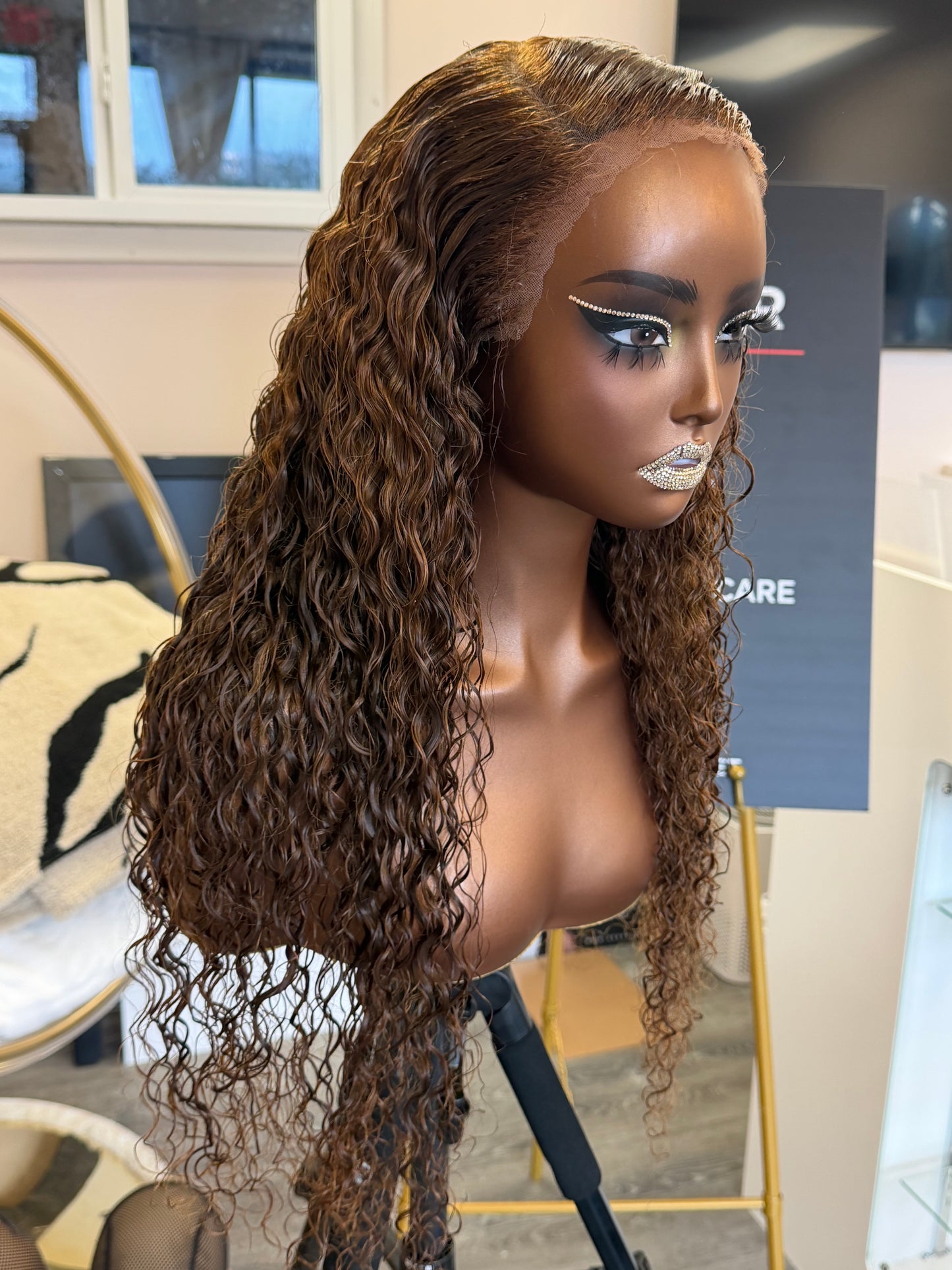 26” Brown Virgin Burmese Curly #4 Glue-less HD 13*6 Lace Front Wig