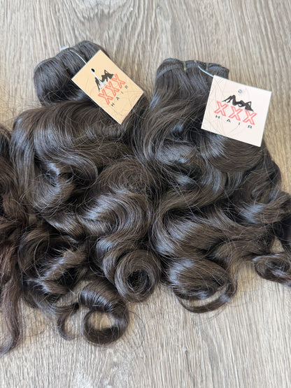16” Temple Raw Indian Wavy Curly Human Hair Bundle