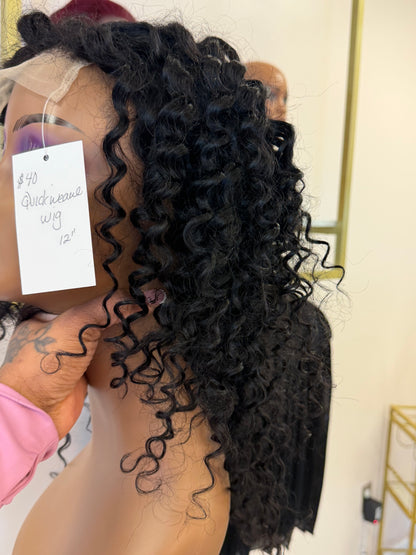 12” Quick Wig Curly Human Hair Wig