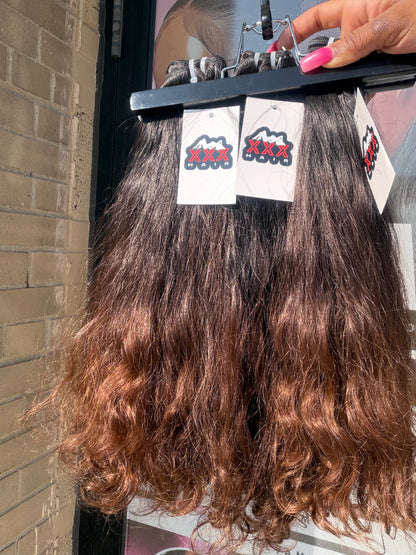20” Raw Indonesian Natural Curly Ombre Brown Hair Bundle
