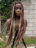 22” Candy Pink Braided 4*4 Transparent Lace Closure Wig
