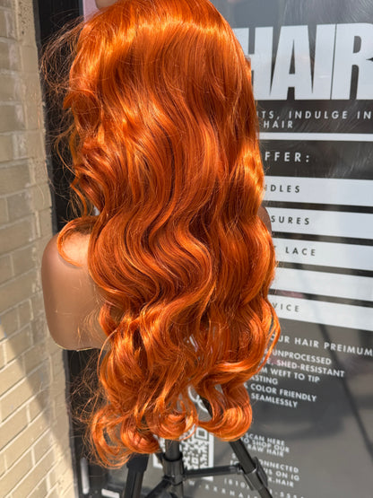 26” Ginger Human Blend Synthetic Hair 13*6 transparent lace front wig
