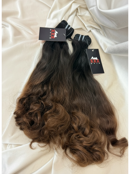 2 Bundles Raw Passion Ombré Brown Curl Hair Deal 16”18”