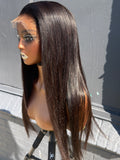 20” Virgin Bone Straight Natural Black HD 7*7 Human Hair Lace Closure Wig
