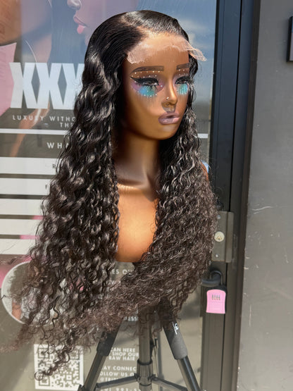 28” Virgin Water Wave HD 6*6 Lace Front Human Hair Wig