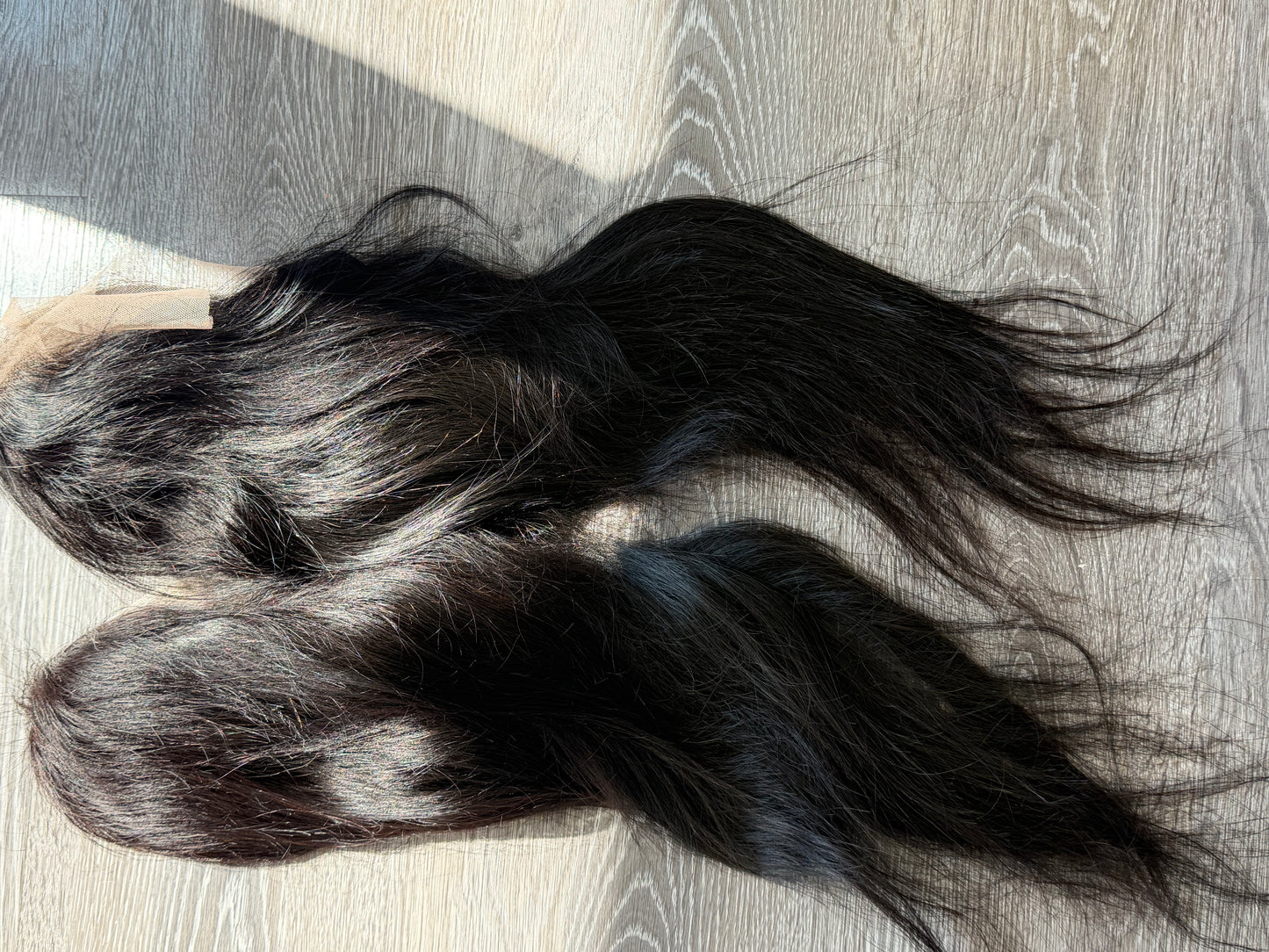 2 human blend laced wigs straight transparent 13*4 lace black 14”14”