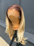 16” Human Blended Synthetic Wig #1b/#613 Blonde Layers 13*6 Transparent Lace Front Wig SALE