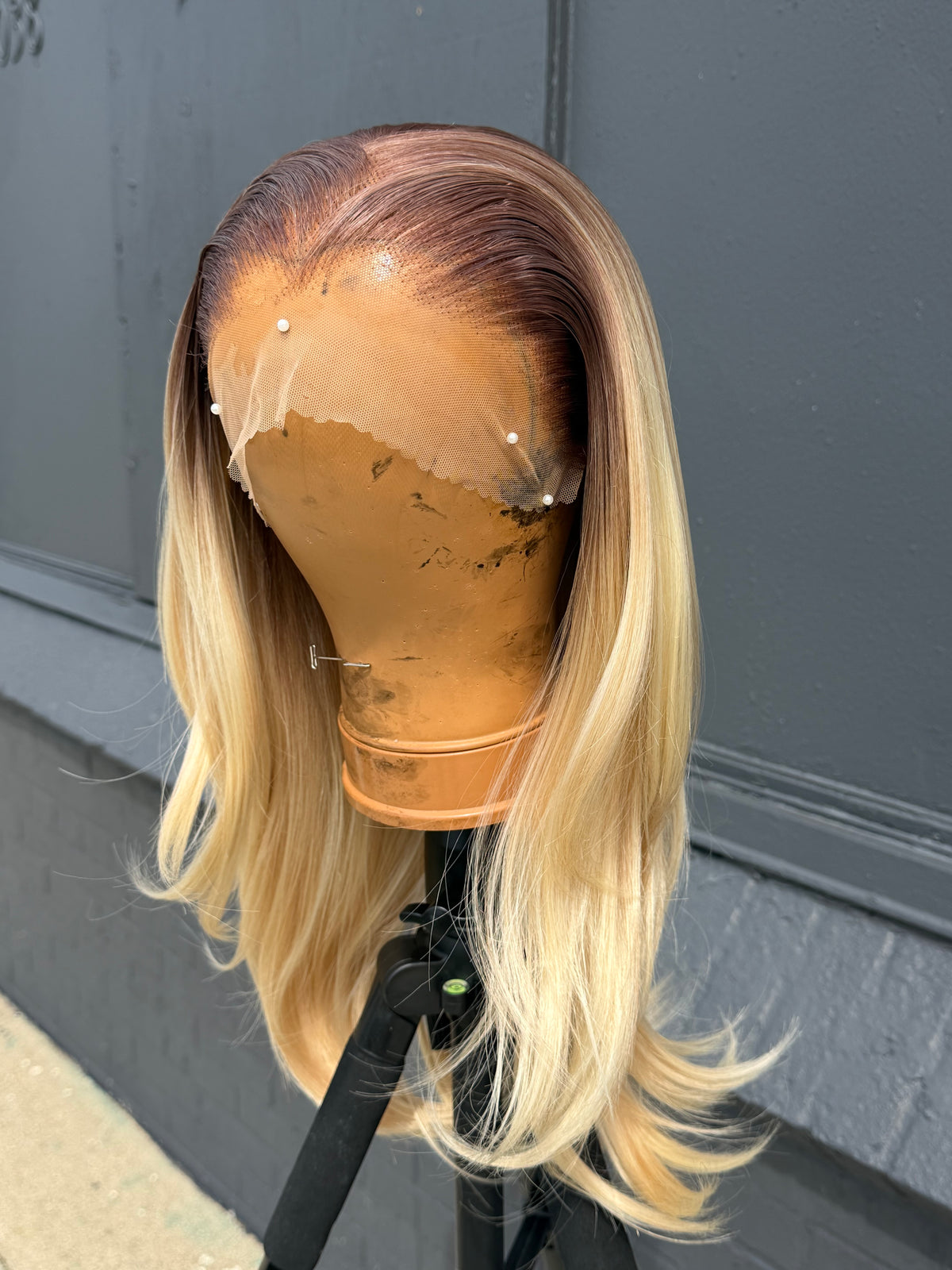 16” Human Blended Synthetic Wig #1b/#613 Blonde Layers 13*6 Transparent Lace Front Wig SALE