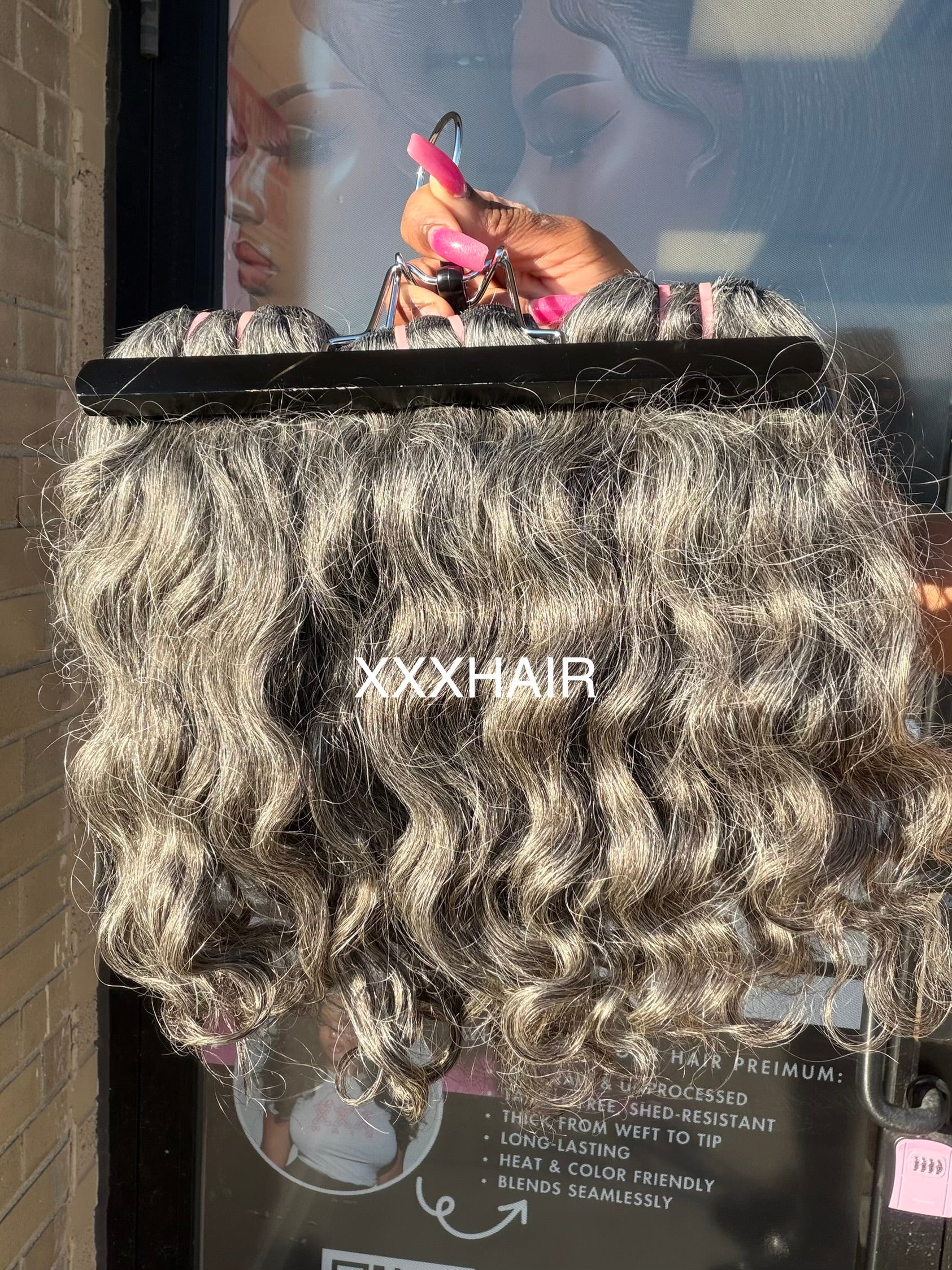 12” Raw Indian Grey Wavy Hair Bundle