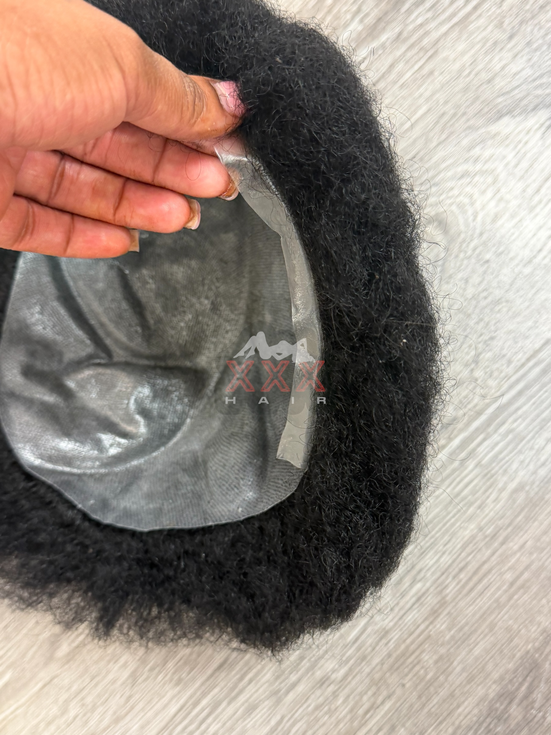 360 Wave Afro Kinky Curly 100% Human Hair Toupee Men Black Color 10x8 Inch Q6 Hair System