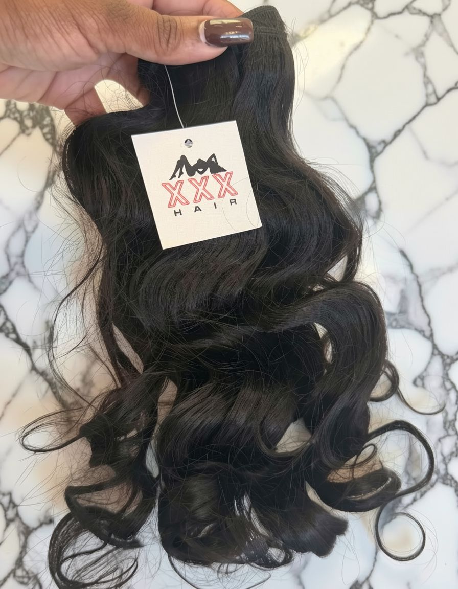 18” Temple Raw Indian Wavy Curly Human Hair Bundle