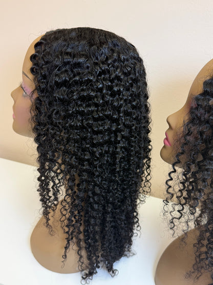 12” Afro Kinky Curly V Part Human Hair Wig 200% Density SALE