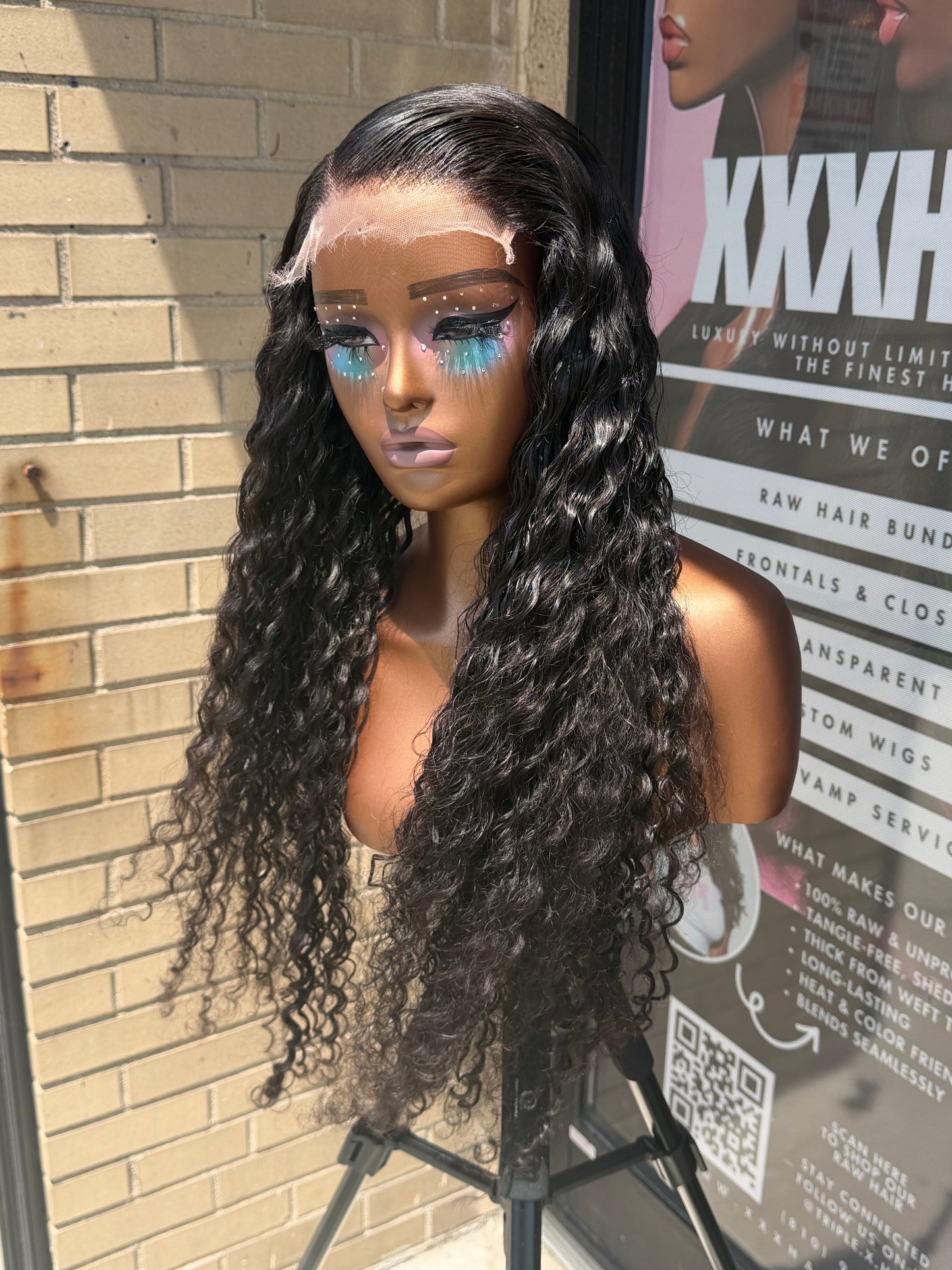 28” Virgin Water Wave HD 6*6 Lace Front Human Hair Wig