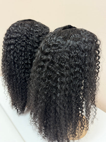 12” Afro Kinky Curly V Part Human Hair Wig 200% Density SALE