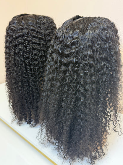 12” Afro Kinky Curly V Part Human Hair Wig 200% Density SALE