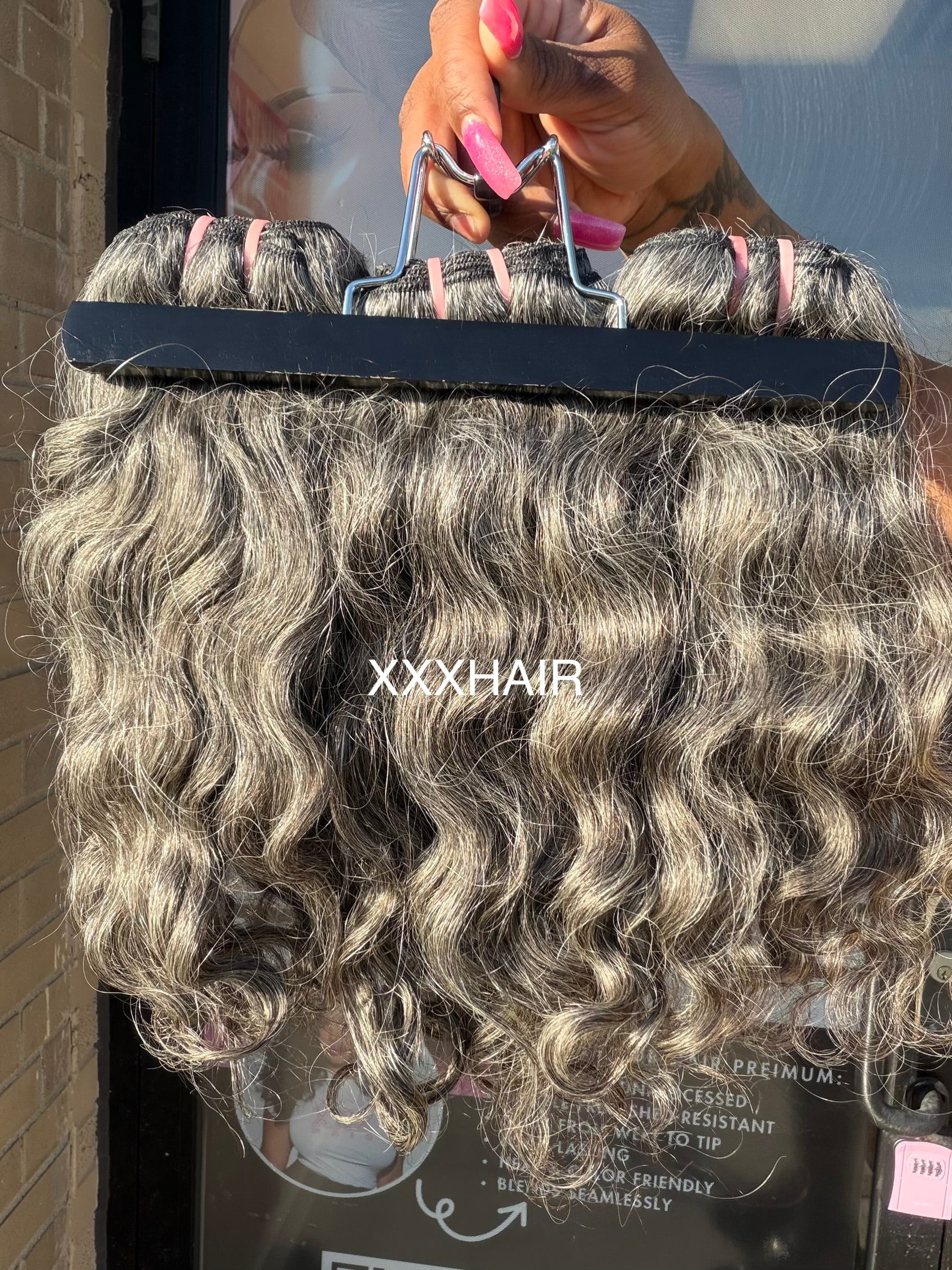 12” Raw Indian Grey Wavy Hair Bundle