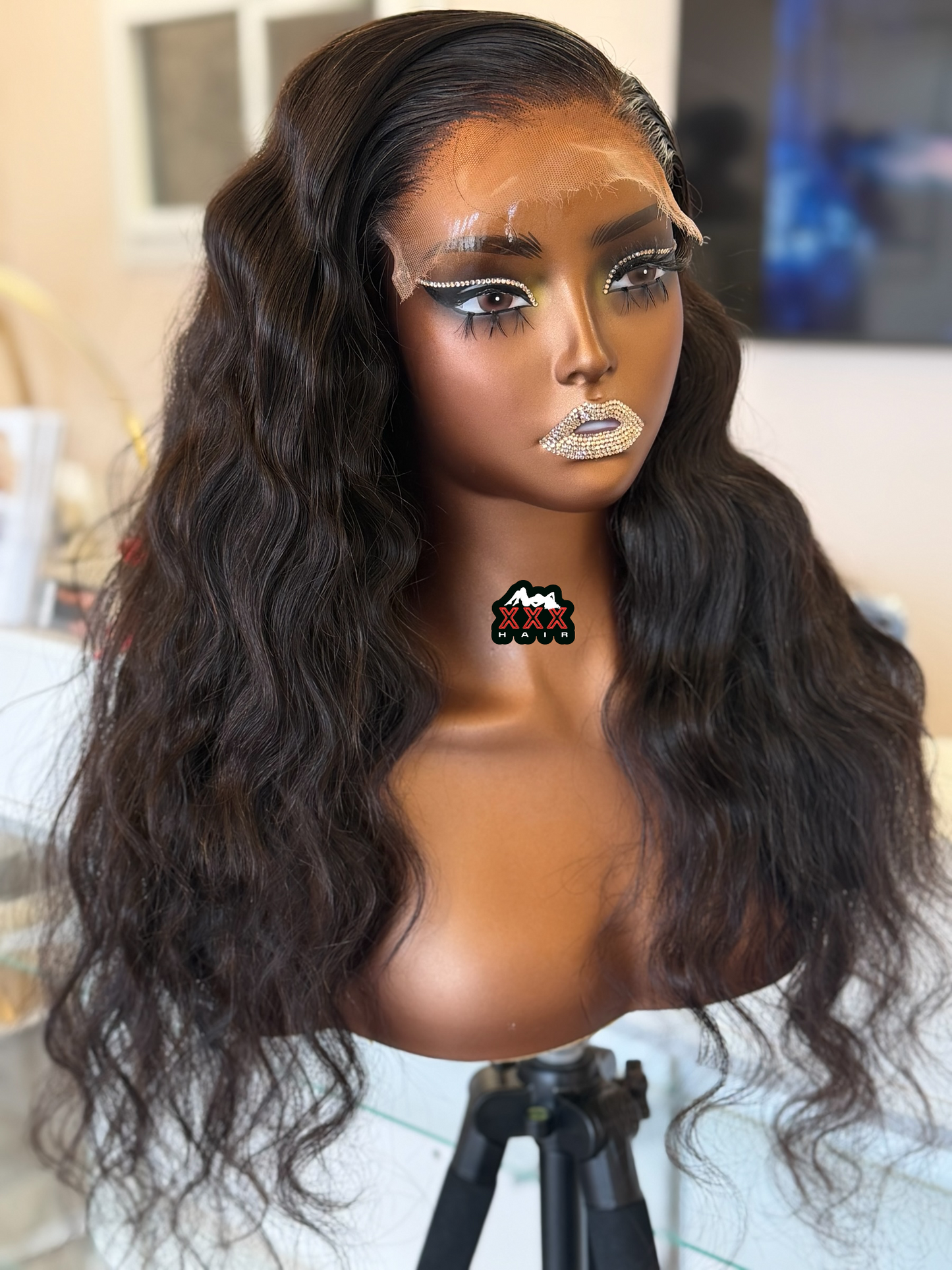22” Virgin Indian Wavy HD 7*7 Lace Closure Human Hair Glueless Wig