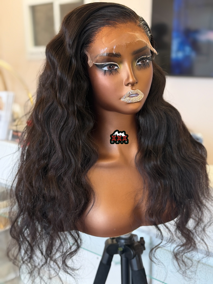 22” Virgin Indian Wavy HD 7*7 Lace Closure Human Hair Glueless Wig