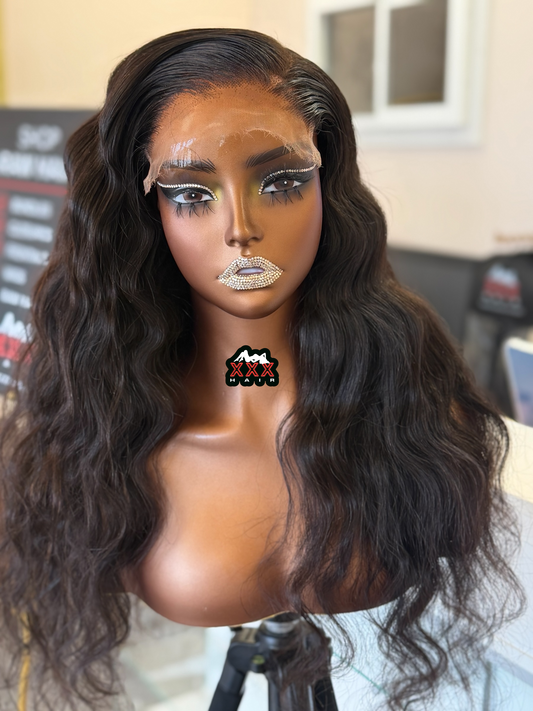 22” Virgin Indian Wavy HD 7*7 Lace Closure Human Hair Glueless Wig