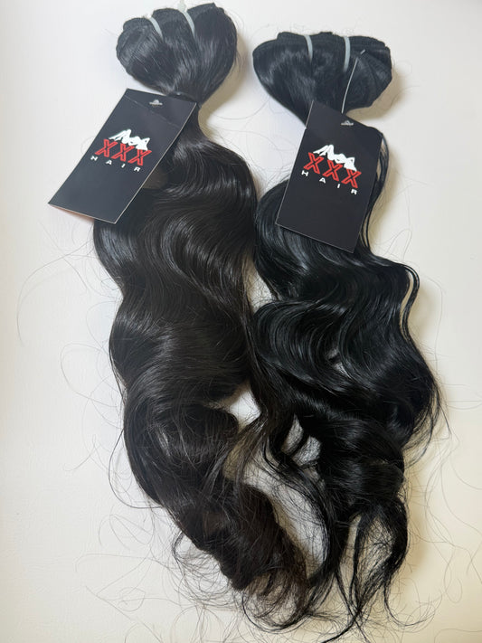 2 bundles of raw Indian single donor hair bundles 18”18”