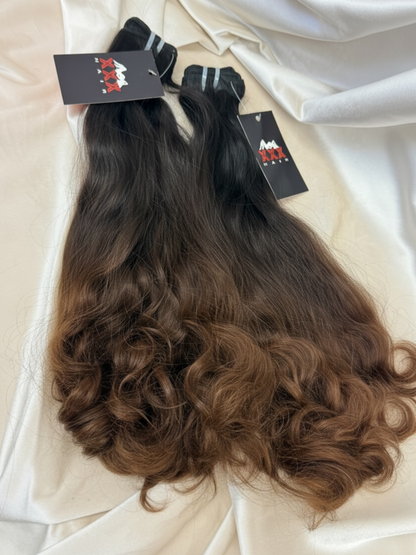 2 Bundles Raw Passion Ombré Brown Curl Hair Deal 16”18”
