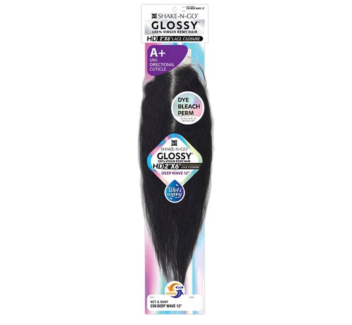 Shake N Go Glossy – 2x6 Wet & Wavy Deep Wave Lace Closure 12”
