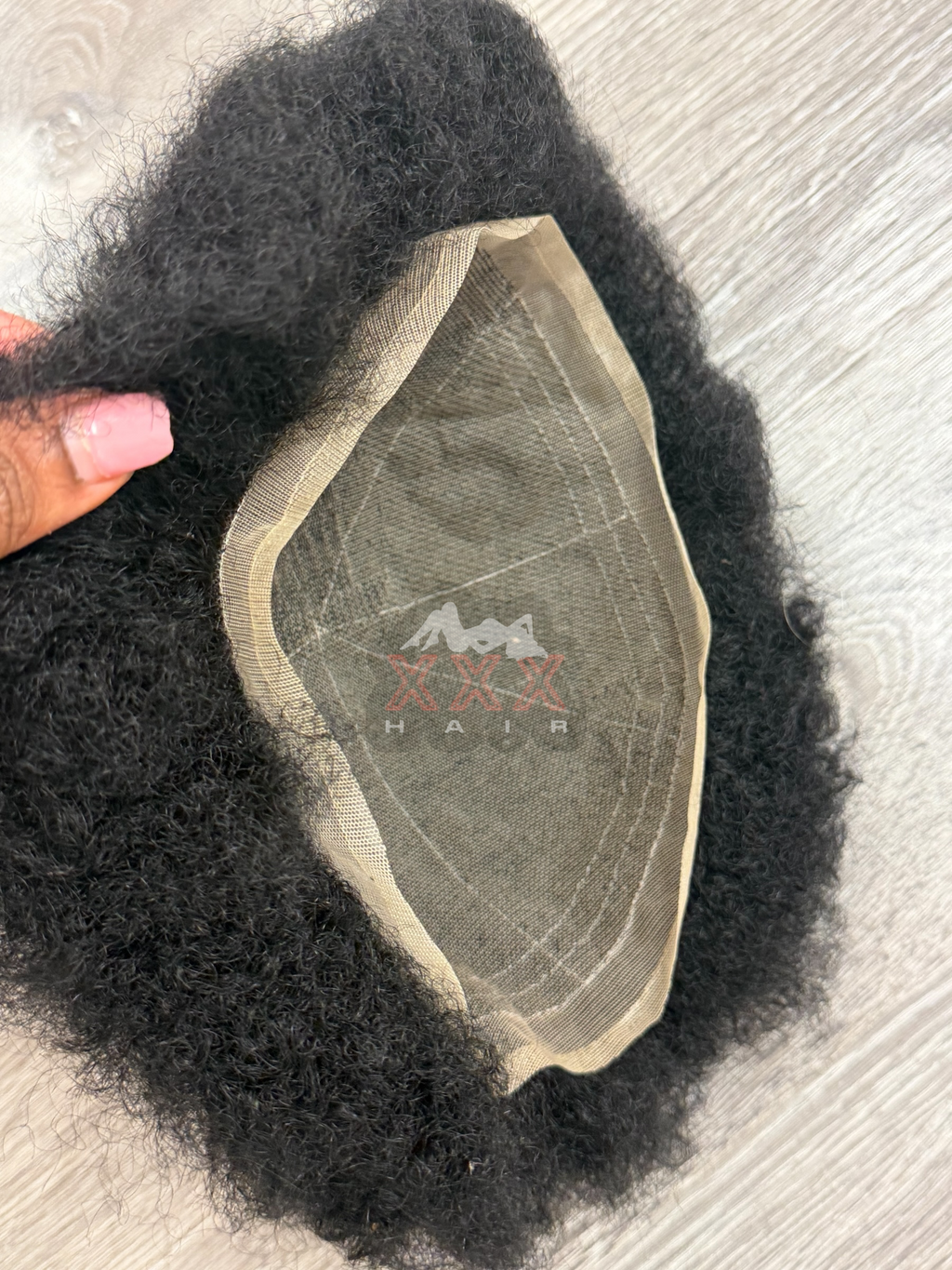 360 Wave Afro Kinky Curly 100% Human Hair Men’s Toupee Black 10x8 inch Q6 Hair System