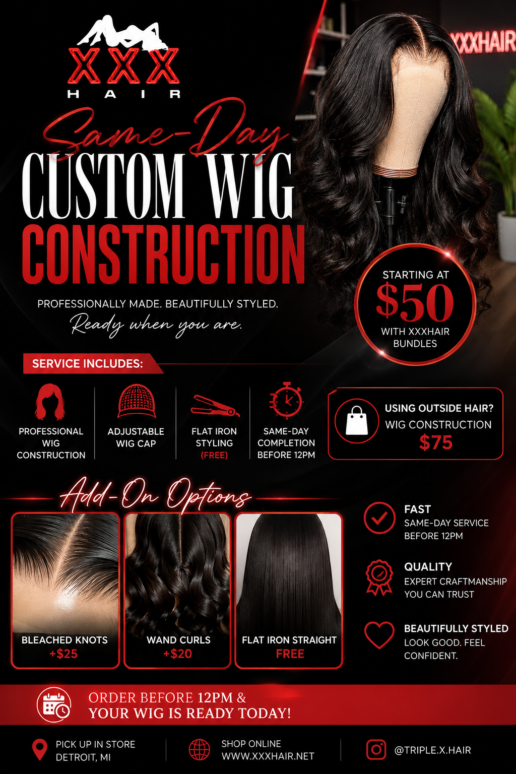 Same- Day Custom Wig Construction— Starting At $50