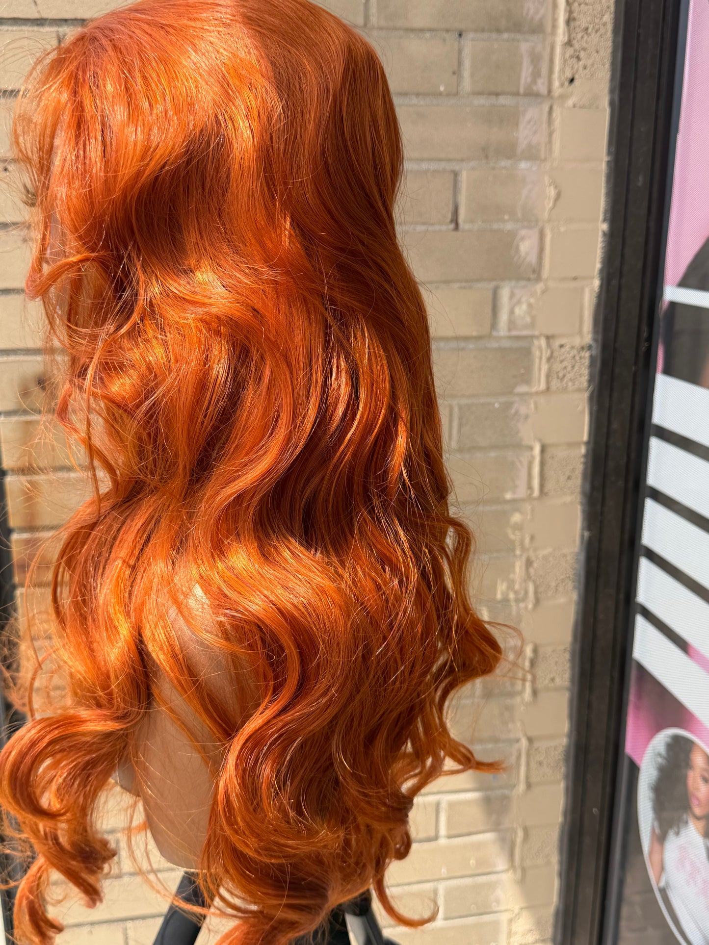 26” Ginger Human Blend Synthetic Hair 13*6 transparent lace front wig